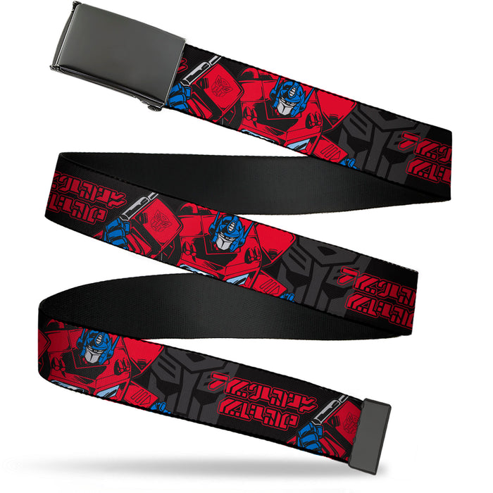 Web Belt Blank Black Buckle - Transformers Generations Optimus Prime Pose and Autobot Icon Black/Gray/Red Webbing Web Belts Hasbro   