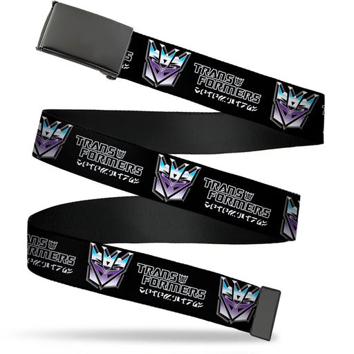 Web Belt Blank Black Buckle - TRANSFORMERS Decepticons Cybertronian Icon Black/Grays/Purples Webbing Web Belts Hasbro   