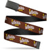 Web Belt Blank Black Buckle - Willy Wonka and the Chocolate Factory WONKA BAR Logo Brown/Yellow/White Webbing Web Belts Warner Bros. Movies   