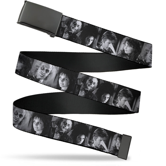 Web Belt Blank Black Buckle - Beetlejuice Character Face Blocks Black/White Webbing Web Belts Warner Bros. Horror Movies   