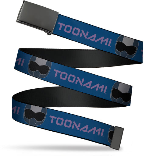 Web Belt Blank Black Buckle - TOONAMI Title Logo and Robot TOM Head Blue/Purple/Grays Webbing Web Belts Warner Bros. Animation   