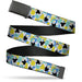 Web Belt Blank Black Buckle - Johnny Bravo Flexing Pose and JOHNNY Icon Collage Blues/Yellows Webbing Web Belts Warner Bros. Animation   