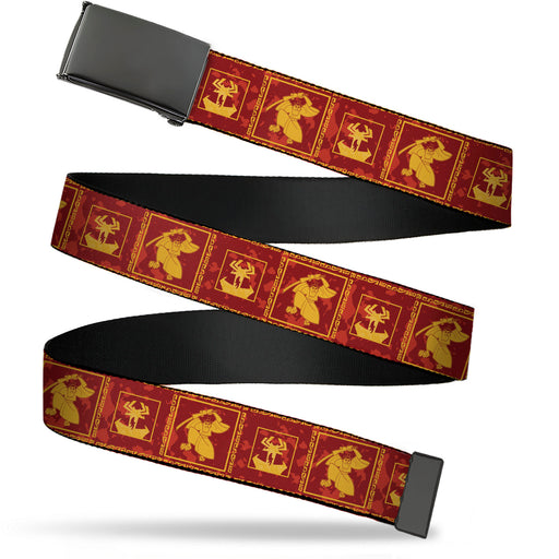 Web Belt Blank Black Buckle - Samurai Jack Action Pose and Dragon Icon Blocks Reds/Orange Webbing Web Belts Warner Bros. Animation   