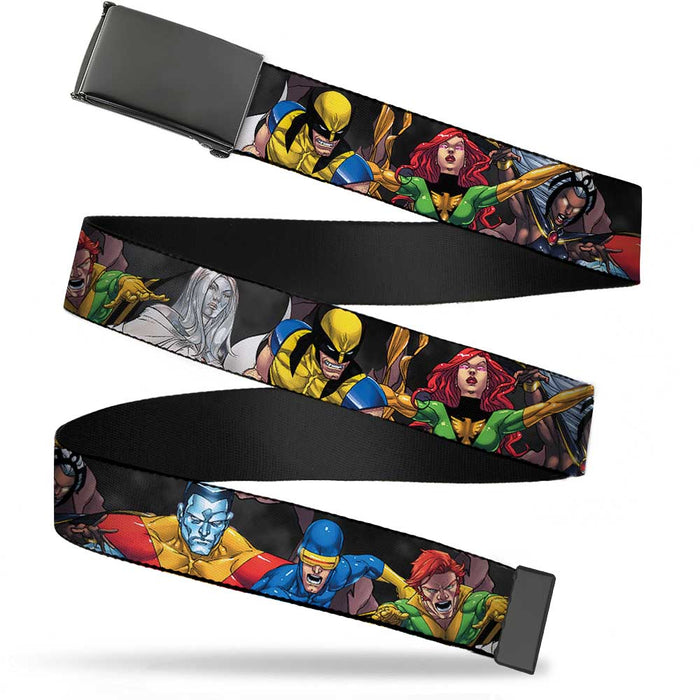 Black Buckle Web Belt - X-Men 7-Character Action Poses Webbing Web Belts Marvel Comics   