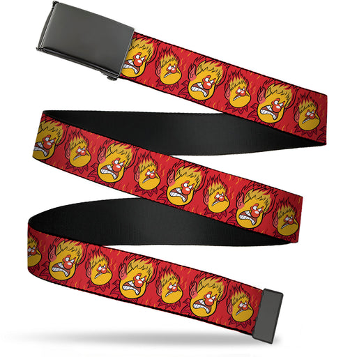 Web Belt Blank Black Buckle - The Year Without a Santa Claus Heat Miser Face Collage Reds Webbing Web Belts Warner Bros. Holiday Movies   