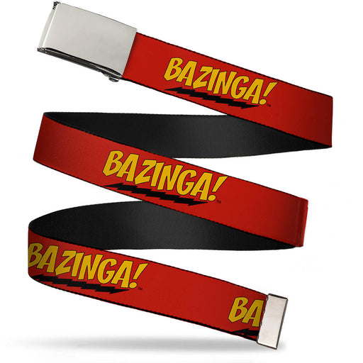 Web Belt Blank Chrome Buckle - BAZINGA! Red/Gold/Black Webbing Web Belts The Big Bang Theory   