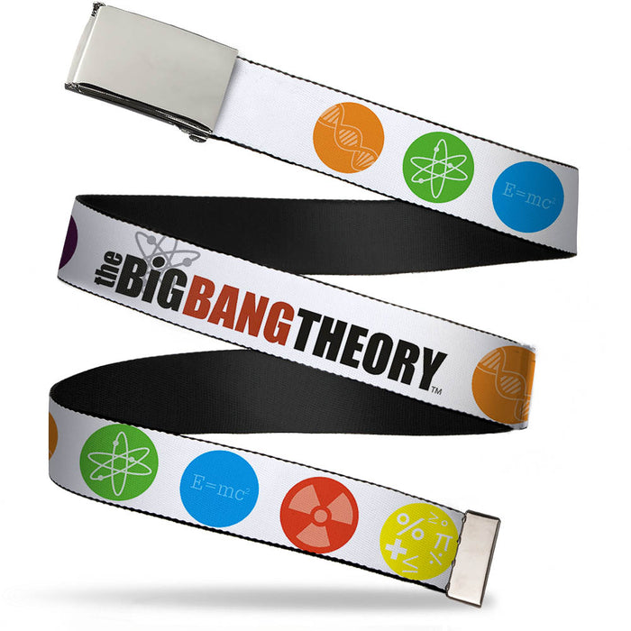 Chrome Buckle Web Belt - THE BIG BANG THEORY DNA/Atom/E/Radiation White Webbing Web Belts The Big Bang Theory   