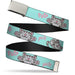 Chrome Buckle Web Belt - Soft Kitty Poses Pale Turquoise/Pink Webbing Web Belts The Big Bang Theory   