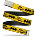 Chrome Buckle Web Belt - Vintage Batman Logo & Bat Signal-3 Yellow Webbing Web Belts DC Comics   