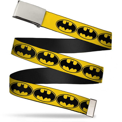 Chrome Buckle Web Belt - Bat Signal-3 Yellow/Black/Yellow Webbing Web Belts DC Comics   