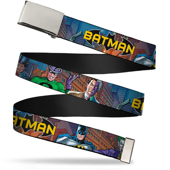 Chrome Buckle Web Belt - BATMAN & Villains2/Cityscape Webbing Web Belts DC Comics   