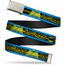 Chrome Buckle Web Belt - BATMAN/Retro Logos Stripe Blue/Black/Yellow Webbing Web Belts DC Comics   