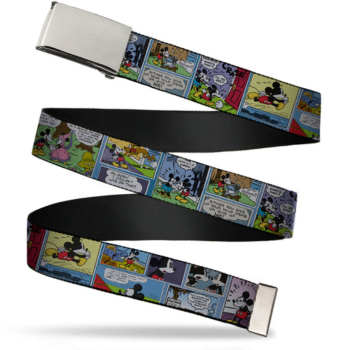Chrome Buckle Web Belt - Mickey & Minnie Comic Strip Webbing Web Belts Disney   