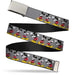 Chrome Buckle Web Belt - Mickey Mouse w/Glasses Poses Gray Webbing Web Belts Disney   