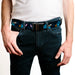 Chrome Buckle Web Belt - Stitch Snacking Poses Black/Blue Webbing Web Belts Disney   