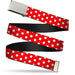 Chrome Buckle Web Belt - Minnie Mouse Polka Dots Red/White Webbing Web Belts Disney   