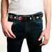 Chrome Buckle Web Belt - Classic Mickey Mouse 1928 Collage Black/White/Red Webbing Web Belts Disney   