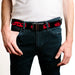 Chrome Buckle Web Belt - Mulan Dragon Icon Black/Red Webbing Web Belts Disney   