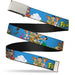 Chrome Buckle Web Belt - The Flintstones and Rubbles Group Pose/Logo Blue Webbing Web Belts The Flintstones   
