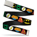 Chrome Buckle Web Belt - Justice League Superhero Logos Black Webbing Web Belts DC Comics   