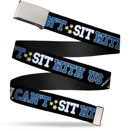 Web Belt Blank Chrome Buckle - Mean Girls YOU CAN'T SIT WITH US Varsity Blues/White/Yellow Webbing Web Belts Paramount Pictures   