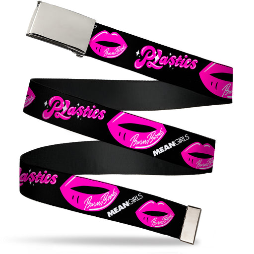 Web Belt Blank Chrome Buckle - Mean Girls PLASTICS Kisses Black/Pink Webbing Web Belts Paramount Pictures   