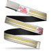 Chrome Buckle Web Belt - THE ORIGINAL CUP NOODLES Caterpillar Striping White/Red/Gold Webbing Web Belts Nissin Foods   
