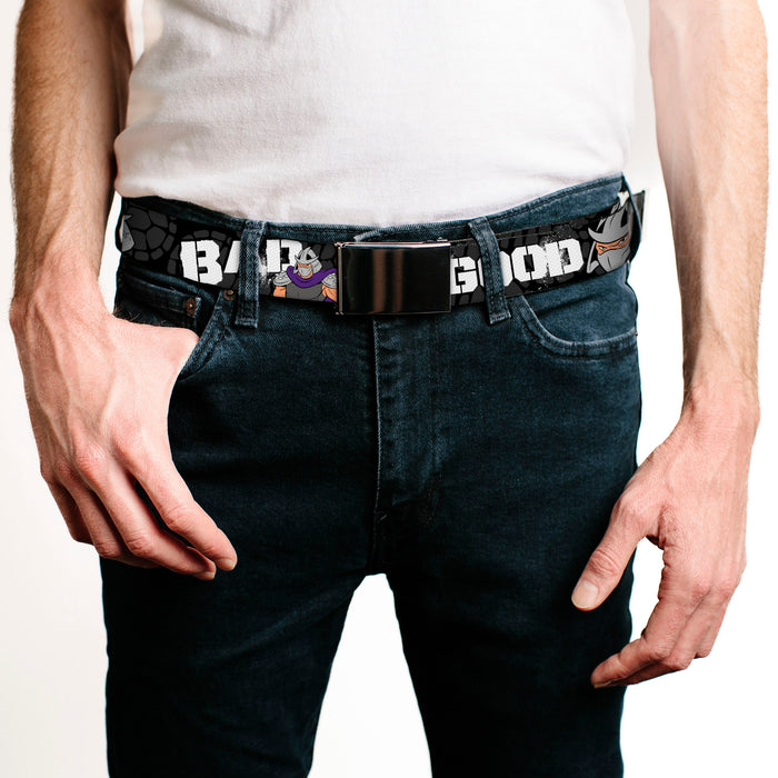 Chrome Buckle Web Belt - Shredder Poses BAD NEVER LOOKED THIS GOOD Webbing Web Belts Nickelodeon   