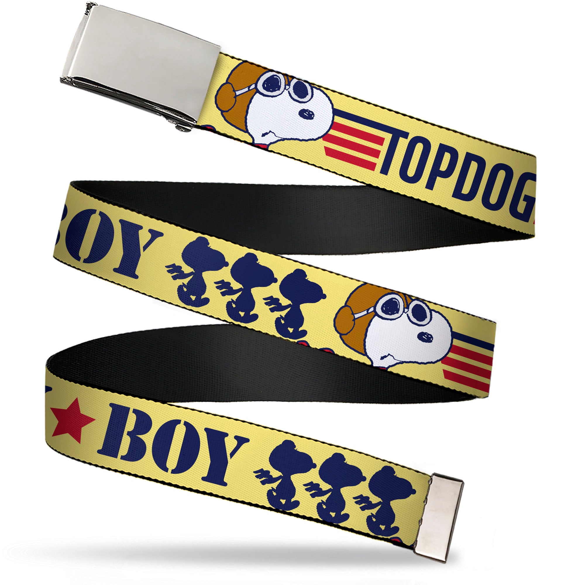 Web Belt Blank Chrome Buckle - Peanuts Snoopy FLY BOY TOP DOG Flying A ...