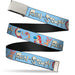 Web Belt Blank Chrome Buckle - REN AND STIMPY Title Logo and Poses Baby Blue Webbing Web Belts Nickelodeon   