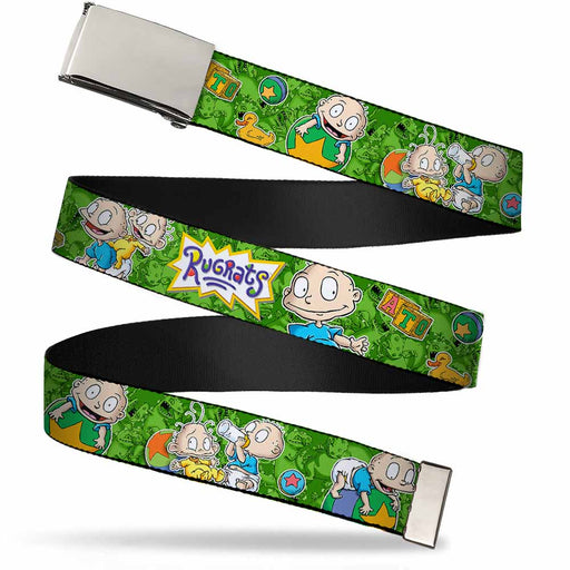 Chrome Buckle Web Belt - RUGRATS Tommy & Dill Poses Greens Webbing Web Belts Nickelodeon   