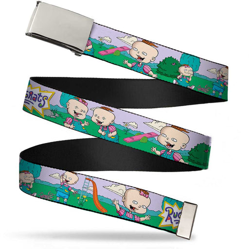 Chrome Buckle Web Belt - RUGRATS Lil & Phil Outdoor Poses Webbing Web Belts Nickelodeon   