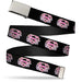 Chrome Buckle Web Belt - Super Shield Hibiscus Design Black/Pink Webbing Web Belts DC Comics   