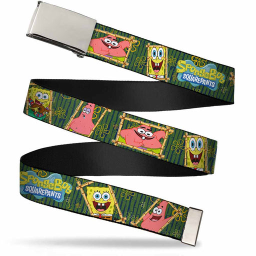 Web Belt Blank Chrome Buckle - SpongeBob & Patrick Starfish Bamboo Frames/Logo Webbing Web Belts Nickelodeon   