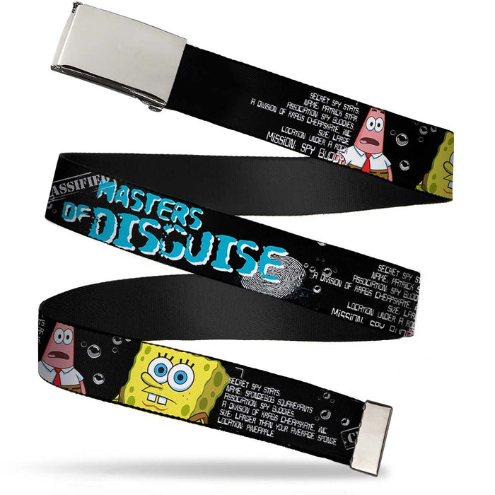 Chrome Buckle Web Belt - SpongeBob & Patrick Starfish/Spy Profile MASTERS OF DISGUISE Webbing Web Belts Nickelodeon   