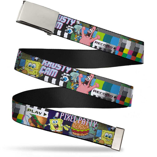 Chrome Buckle Web Belt - Krusty Krab Cam Scenes PIXEL PATTY-KRUSTY CAM Webbing Web Belts Nickelodeon   