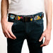 Chrome Buckle Web Belt - TOM & JERRY Poses Black/Multi Color Webbing Web Belts Tom and Jerry   