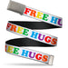 Web Belt Blank Matte Buckle - FREE HUGS White/Multi Color Webbing Web Belts Buckle-Down   
