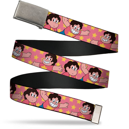 Web Belt Clasp Buckle - Steven Universe Poses and Stars Pink/Yellow Webbing Web Belts Warner Bros. Animation   