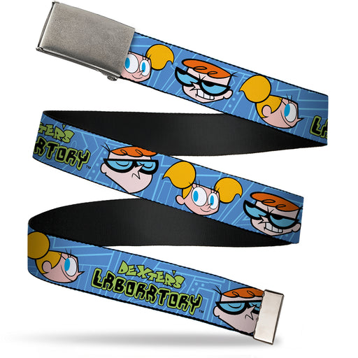 Web Belt Clasp Buckle - DEXTER'S LABORATORY Title Logo with Dexter and Dee Dee Expressions Blues Webbing Web Belts Warner Bros. Animation   