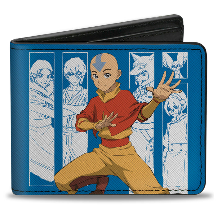 Bi-Fold Wallet - Avatar Last Airbender Aang Pose and Character Blocks and Title Logo Blue/White Bi-Fold Wallets Nickelodeon   