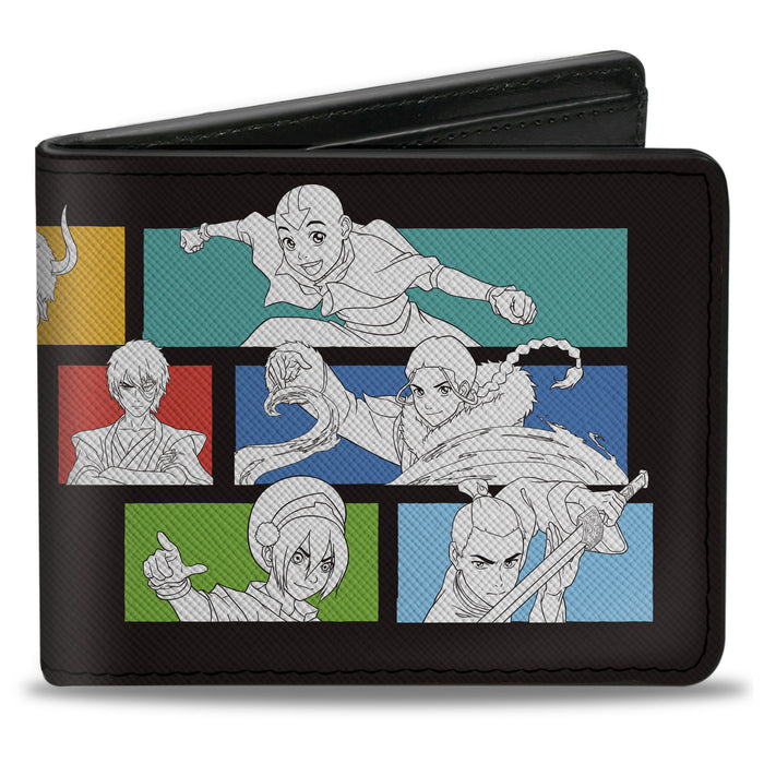 Bi-Fold Wallet - Avatar Last Airbender Character Pose Blocks and Title Logo Black/Multi Color Bi-Fold Wallets Nickelodeon   