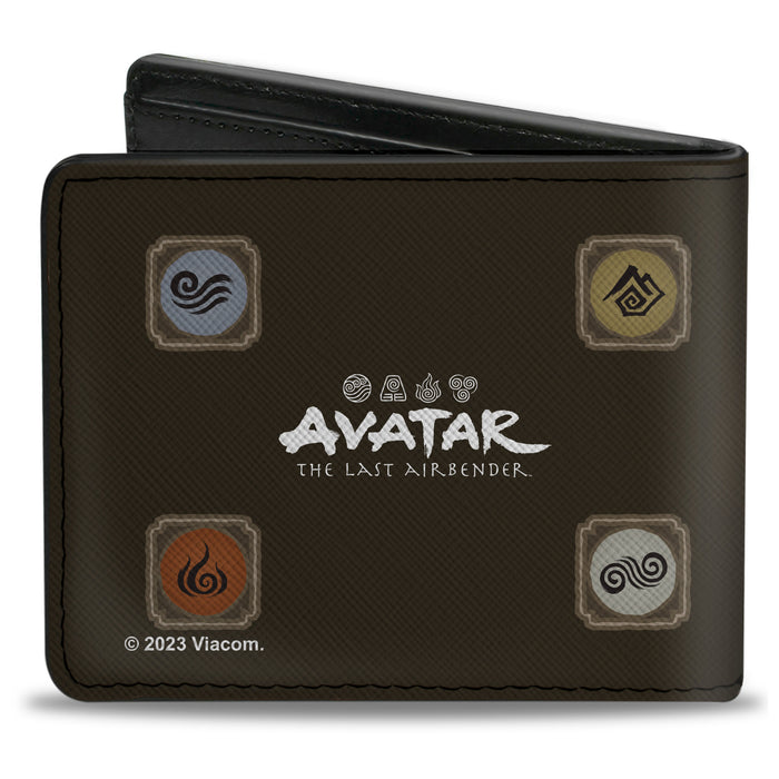 Bi-Fold Wallet - Avatar Last Airbender Elements Map with Icons and Title Logo Browns Bi-Fold Wallets Nickelodeon   