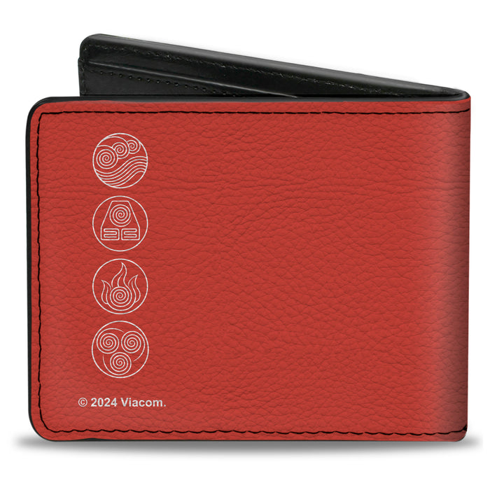 Bi-Fold Wallet - Avatar the Last Airbender Aang Staff Pose and Elements Icons Red/White Bi-Fold Wallets Nickelodeon   