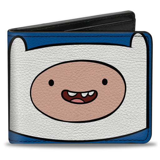 Bi-Fold Wallet - ADVENTURE TIME Title Logo and Finn Smiling Face Blue Bi-Fold Wallets Cartoon Network   