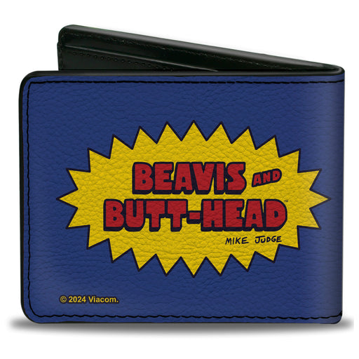 Bi-Fold Wallet - BEAVIS AND BUTT-HEAD Title Logo and Portrait Profiles Blue Bi-Fold Wallets MTV   