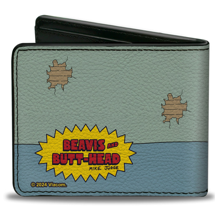 Bi-Fold Wallet - BEAVIS AND BUTT-HEAD Classroom Pencil Scene and Title Logo Bi-Fold Wallets MTV   