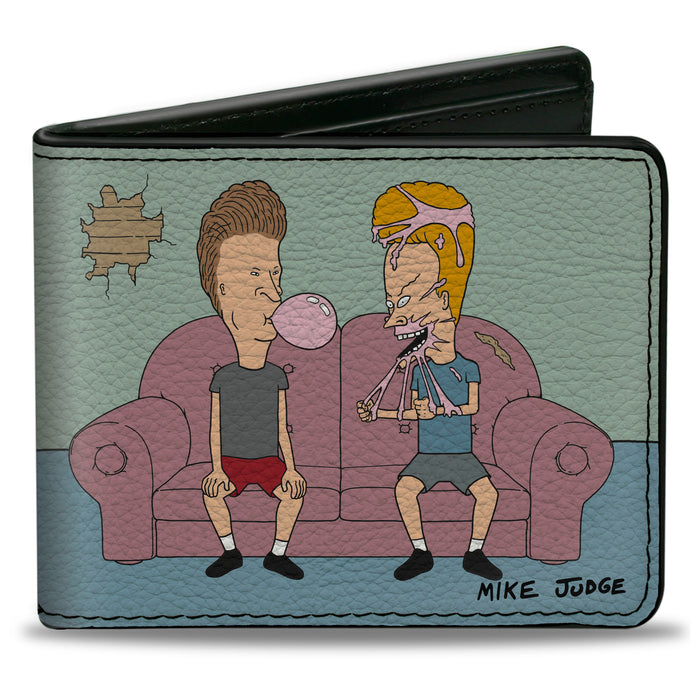 Bi-Fold Wallet - BEAVIS AND BUTT-HEAD Classroom Pencil Scene and Title Logo Bi-Fold Wallets MTV   