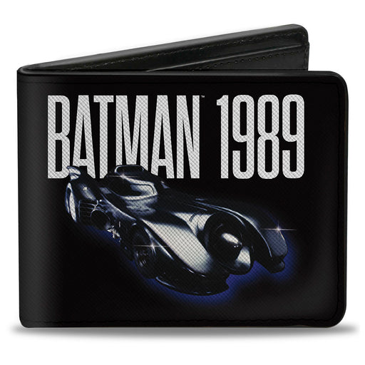 Bi-Fold  Wallet - BATMAN 1989 Batmobile Text Black/White/Blue Bi-Fold Wallets DC Comics   