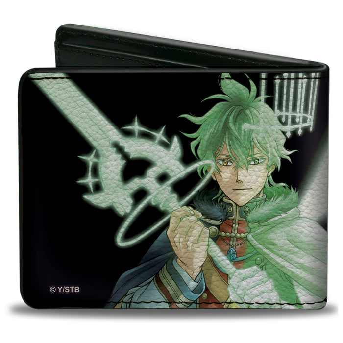 Bi-Fold Wallet - Black Clover Yuno Sylph Spirit Dive Sword Pose Black/Greens Bi-Fold Wallets Crunchyroll   